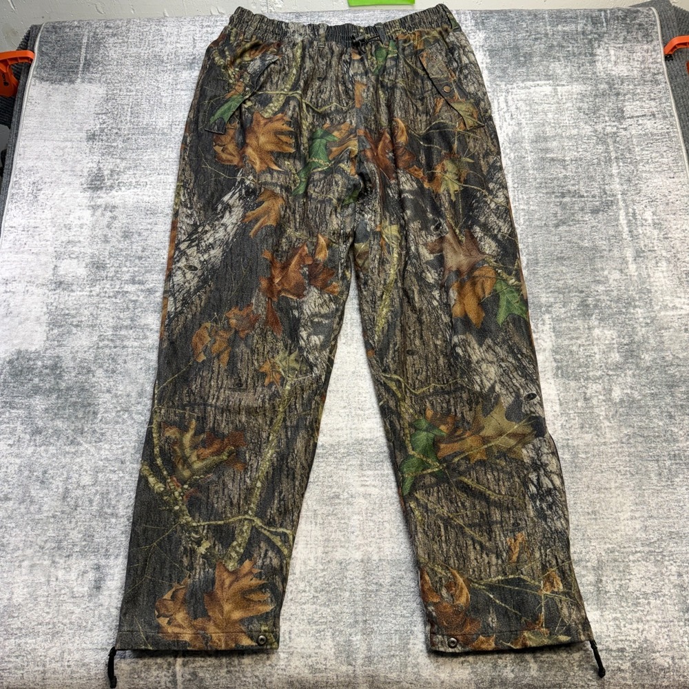 VTG Camo Ridge Hunting Pants Men XL Mossy Oak Camouflage Fleece Scent Mask 34x32